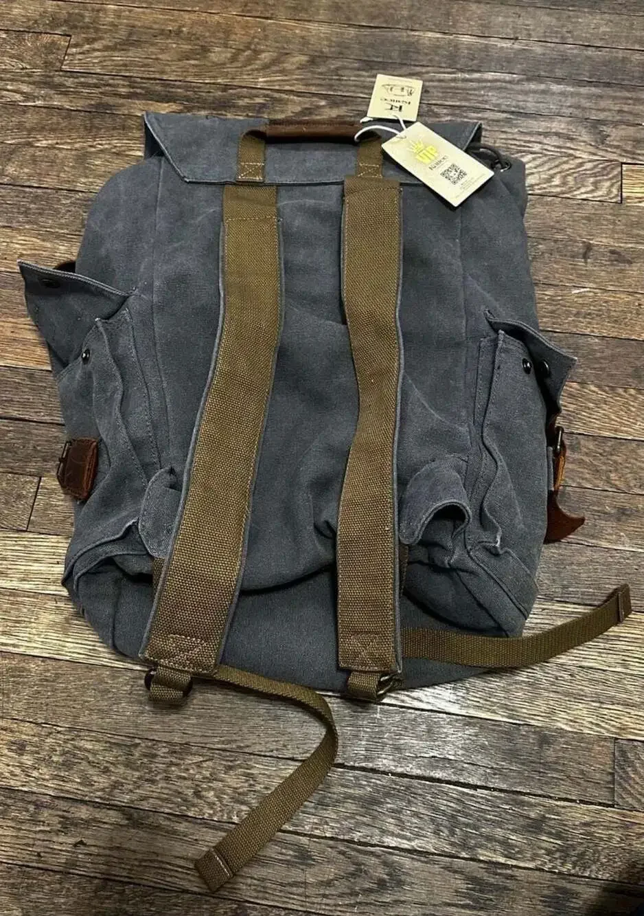 Kattee Vintage Waxed Canvas and Leather Rucksack Backpack Outdoor Travel Work